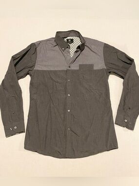 Steel & Jelly London Gray Colorblock Button Down Shirt Men’s Size M